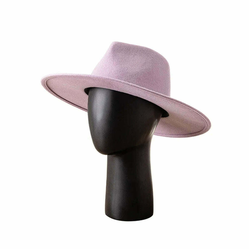 Mens Womens Pure Wool Fedora Panama Hats Wide Brim Trilby Felt Hat Party Gentleman Hat Multicolor Outdoor Hat - KIMLUD