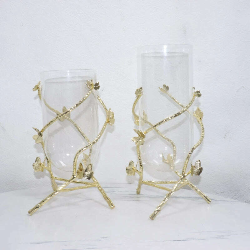 KIMLUD, Metal Glass Vase, Flower Arrangement TV Cabinet, Hydroponic Plant Decoration, Tabletop Decoration, European Wedding Celebration, KIMLUD Womens Clothes