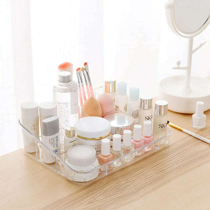 KIMLUD, MeyJig Makeup Cosmetic Storage Box Desk Bathroom Organizer Large Capacity Makeup Display Case Brush Lipstick Holder, KIMLUD Womens Clothes