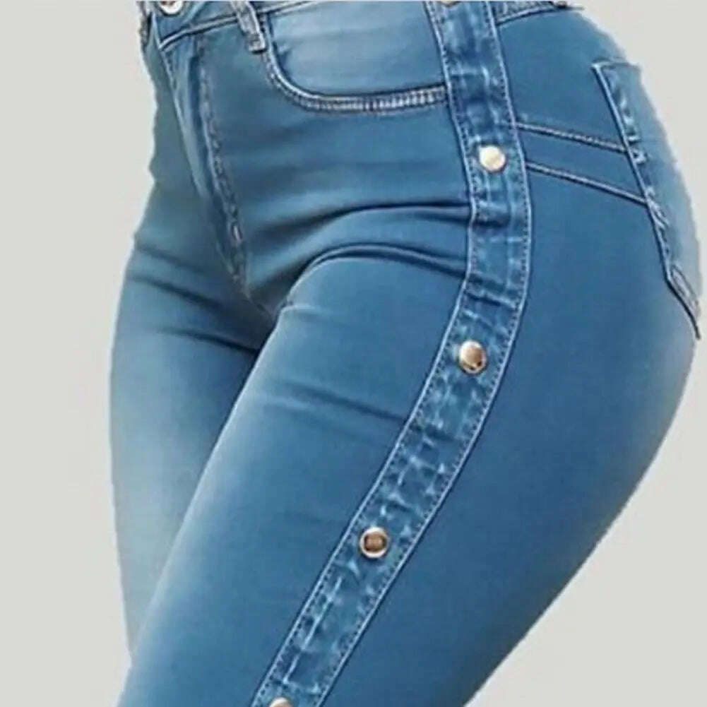 Mid Waisted Stretch Flare Jeans Women Denim Pants Wide Leg Butt-lifted Casual Korean Style Skinny Bell Bottom Pocket Trousers - KIMLUD