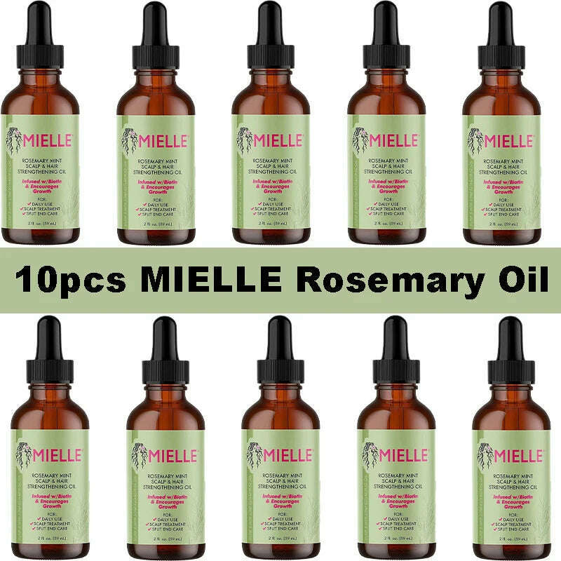 KIMLUD, Mielle Original Rosemary Mint Scalp Hair Strengthening Oil Biotin Essential Oils Nourishing Treatment Split Ends Dry All Types, 10pcs, KIMLUD APPAREL - Womens Clothes