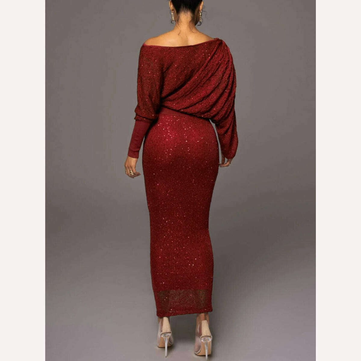 KIMLUD, Mikydely Autumn New Elegant Off The Shoulder Knitted  Dress Woman Long sleeve Festive Dress, KIMLUD Womens Clothes
