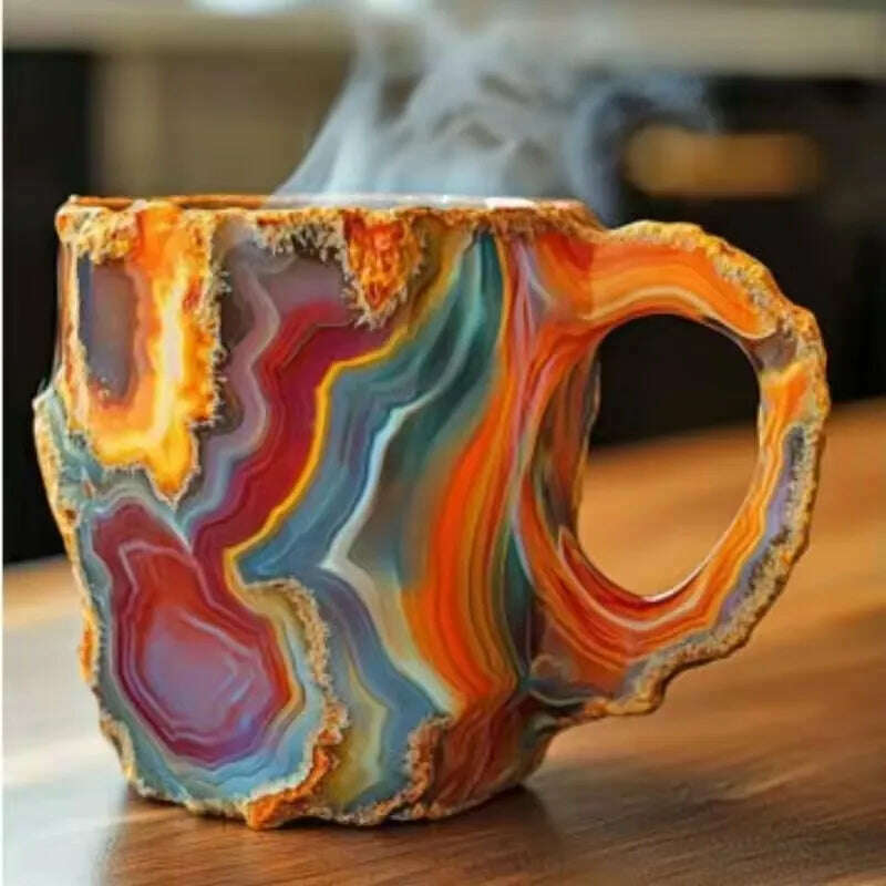 KIMLUD, Mineral Crystal Coffee Mugs High Appearance Household Drinking Water With Handle Mug Resin Ins Style Juice Drinking Water Cup, KIMLUD Womens Clothes