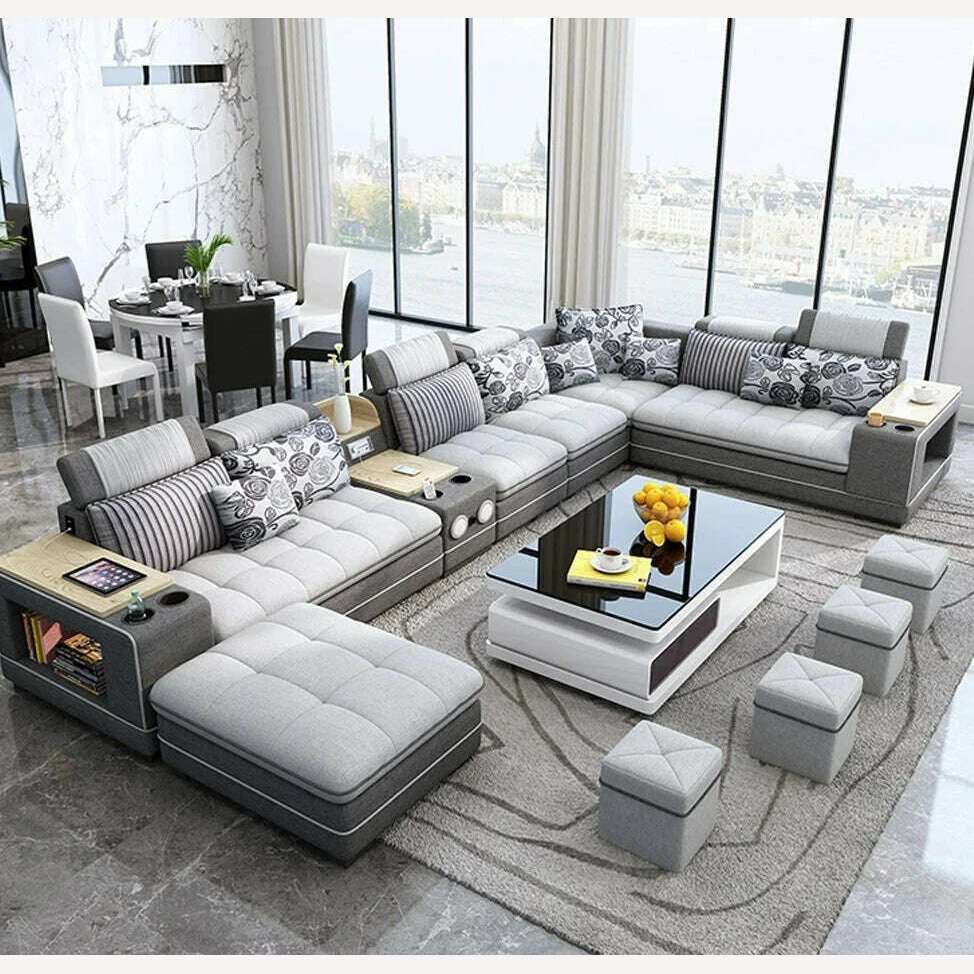 KIMLUD, MINGDIBAO Bluetooth Sectional Sofa Bed Sets Big U Shape Corner Cloth Couch with Speaker Sound System for Living Room Furniture, KIMLUD Womens Clothes