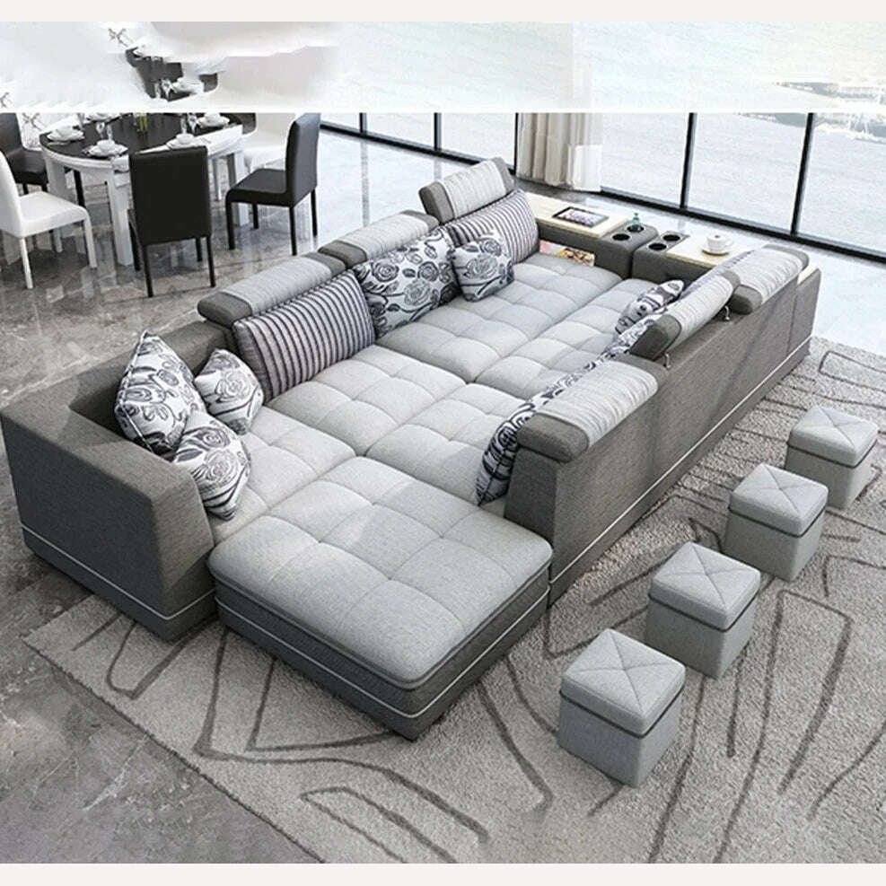 KIMLUD, MINGDIBAO Bluetooth Sectional Sofa Bed Sets Big U Shape Corner Cloth Couch with Speaker Sound System for Living Room Furniture, KIMLUD Womens Clothes