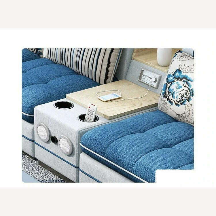 KIMLUD, MINGDIBAO Bluetooth Sectional Sofa Bed Sets Big U Shape Corner Cloth Couch with Speaker Sound System for Living Room Furniture, KIMLUD Womens Clothes