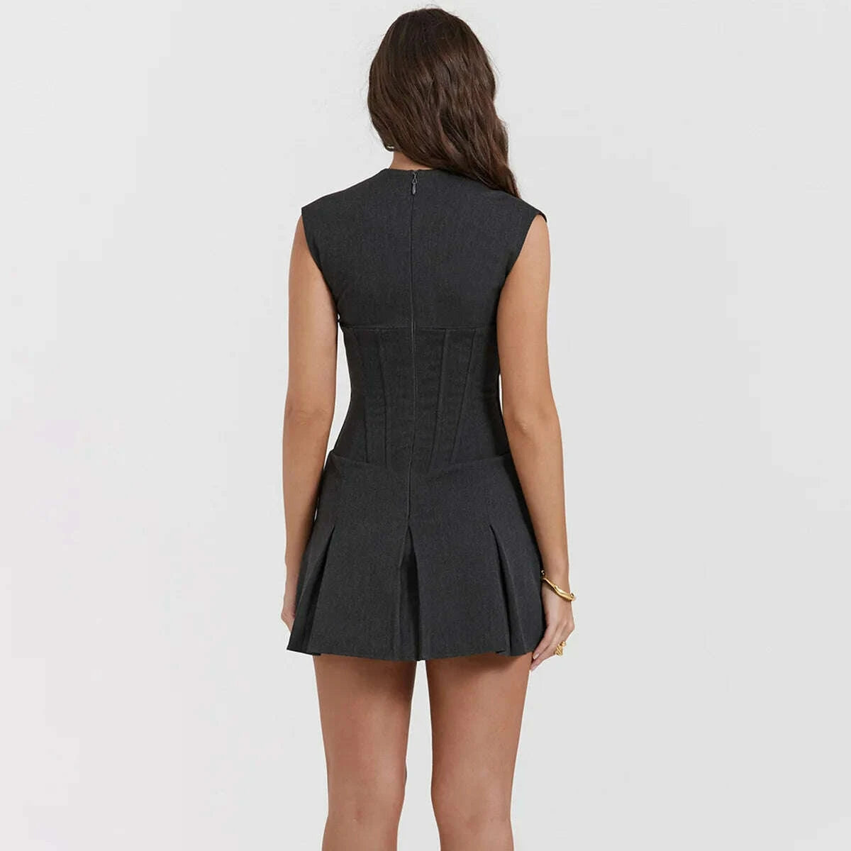 Mingmingxi Autumn Women Sleeveless Dress 2023 Casual A Line corset dress Office Lady sexy Blazer Dress Fashion Women's Clothing