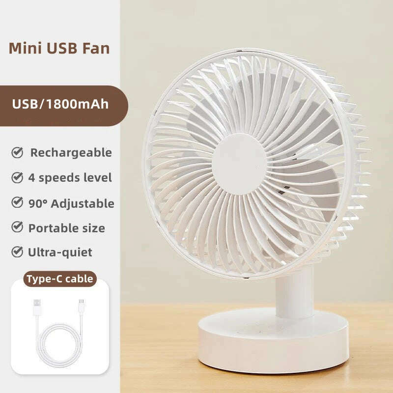 Mini USB Table Fan 4 Speeds Portable Desktop Table Cooling Fan Powered by USB Strong Wind Kipas USB Desk Fan - KIMLUD
