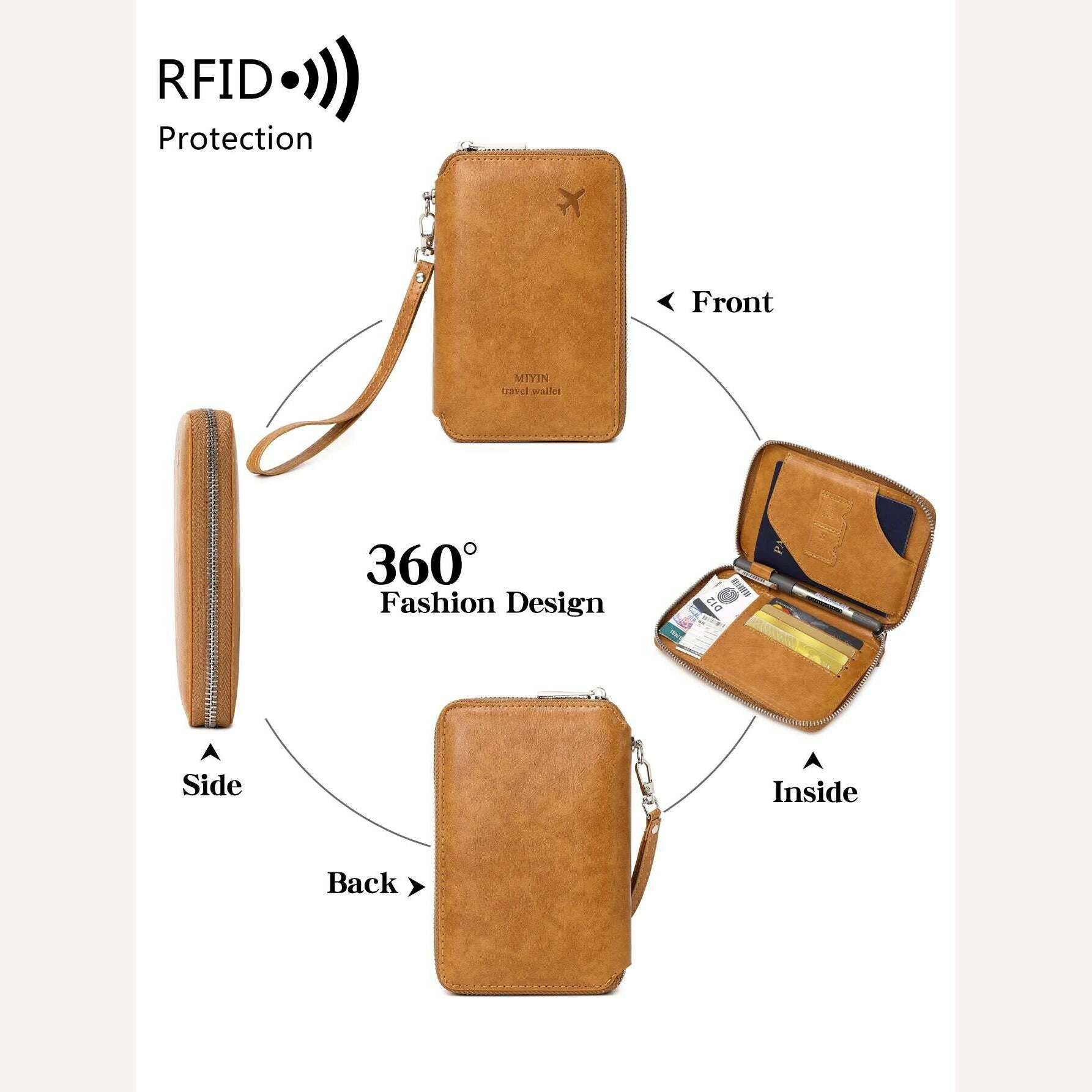 KIMLUD, Minimalist and fashionable RFID passport holder multifunctional PU leather travel accessory passport holder wallet holder unisex, KIMLUD Womens Clothes