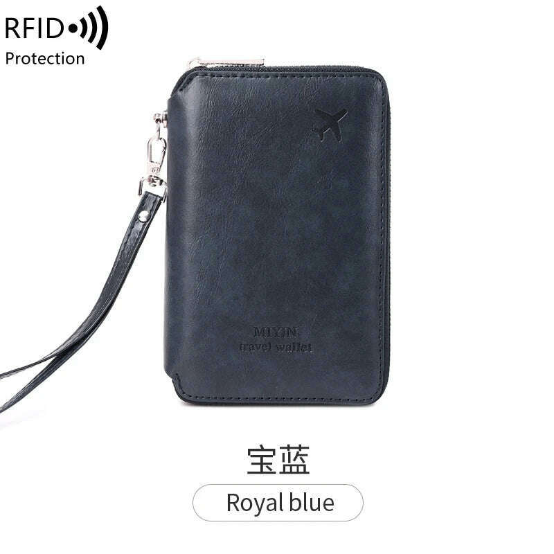 KIMLUD, Minimalist and fashionable RFID passport holder multifunctional PU leather travel accessory passport holder wallet holder unisex, HZ720-sapphireblue, KIMLUD Womens Clothes