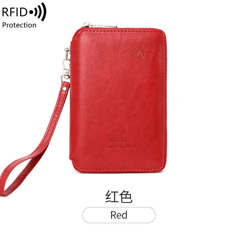 KIMLUD, Minimalist and fashionable RFID passport holder multifunctional PU leather travel accessory passport holder wallet holder unisex, HZ720-red, KIMLUD Womens Clothes