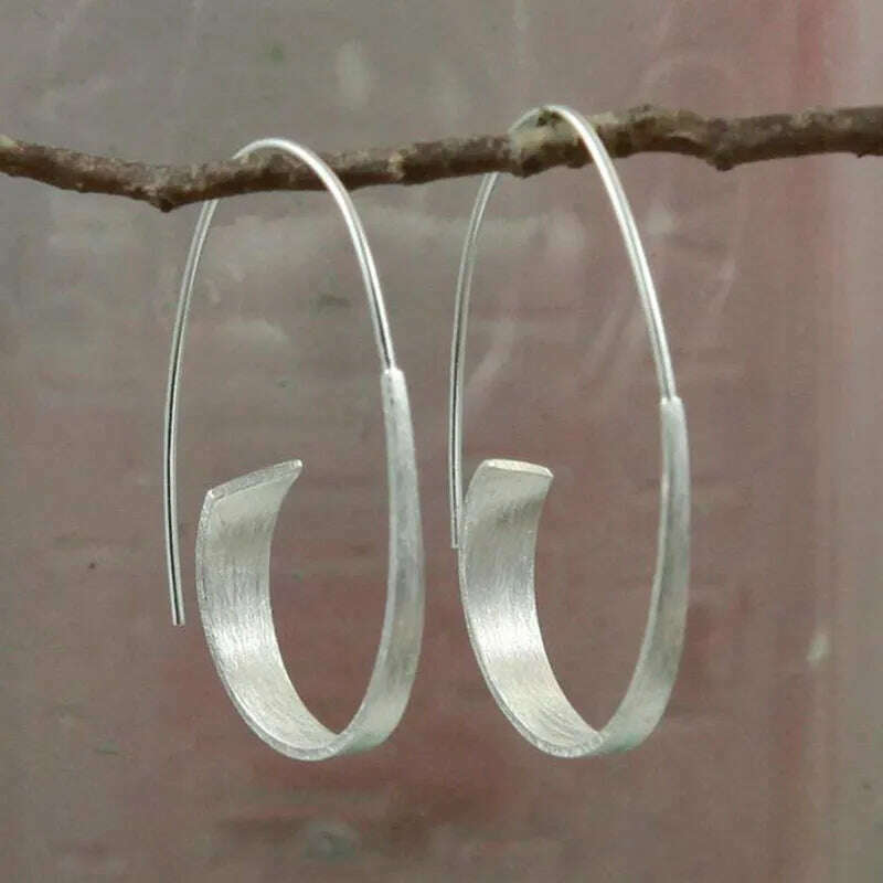 KIMLUD, Minimalist Long Hook Spiral Hoop Earrings for Women Jewelry Fashion Gold Silver Color Geometric Metal Statement Earring, Earrings X362-1, KIMLUD Womens Clothes