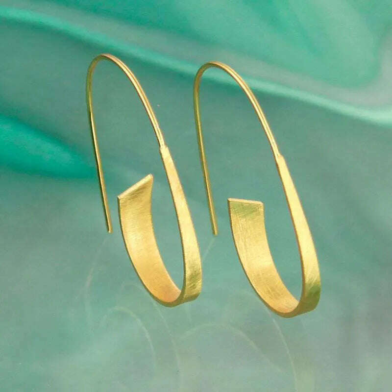 KIMLUD, Minimalist Long Hook Spiral Hoop Earrings for Women Jewelry Fashion Gold Silver Color Geometric Metal Statement Earring, Earrings X362-2, KIMLUD Womens Clothes