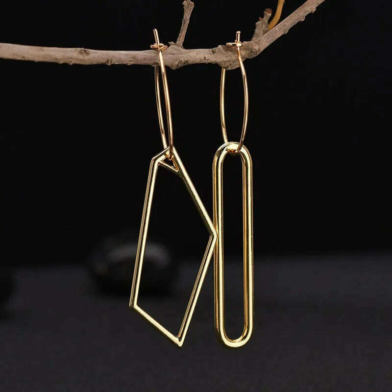 KIMLUD, Minimalist Long Hook Spiral Hoop Earrings for Women Jewelry Fashion Gold Silver Color Geometric Metal Statement Earring, Earrings S139, KIMLUD Womens Clothes