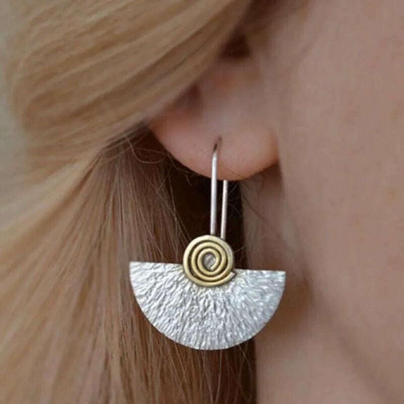 KIMLUD, Minimalist Long Hook Spiral Hoop Earrings for Women Jewelry Fashion Gold Silver Color Geometric Metal Statement Earring, Earrings X878, KIMLUD Womens Clothes