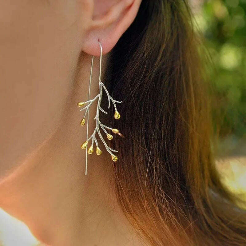 KIMLUD, Minimalist Long Hook Spiral Hoop Earrings for Women Jewelry Fashion Gold Silver Color Geometric Metal Statement Earring, Earrings X387, KIMLUD Womens Clothes