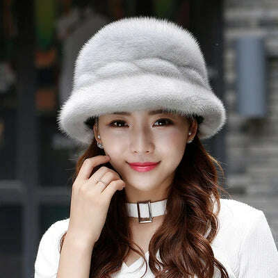 KIMLUD, Mink Fur Hats Whole Mink Fur Cap Real Natural Mink Fur Ear Protection Fisherman Hat Female Fashion Warm Hat For Woman, Sapphire / One Size, KIMLUD Women's Clothes