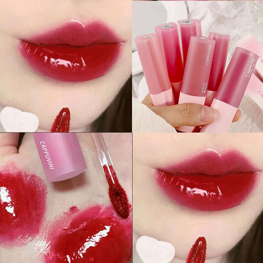 KIMLUD, Mirror Water Lip Glaze Pink Love Heart Moisturizing Sexy Red Lip Tint Liquid Lipstick Makeup Longlasting Non-stick Cup Lip Gloss, A06, KIMLUD Womens Clothes