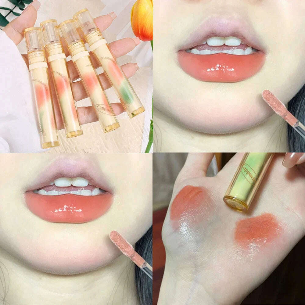 KIMLUD, Mirror Water Lip Glaze Pink Love Heart Moisturizing Sexy Red Lip Tint Liquid Lipstick Makeup Longlasting Non-stick Cup Lip Gloss, B01, KIMLUD Womens Clothes