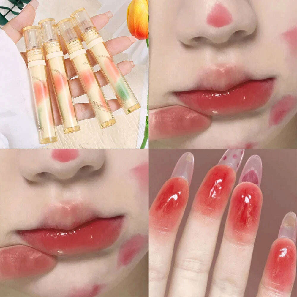 KIMLUD, Mirror Water Lip Glaze Pink Love Heart Moisturizing Sexy Red Lip Tint Liquid Lipstick Makeup Longlasting Non-stick Cup Lip Gloss, KIMLUD Womens Clothes