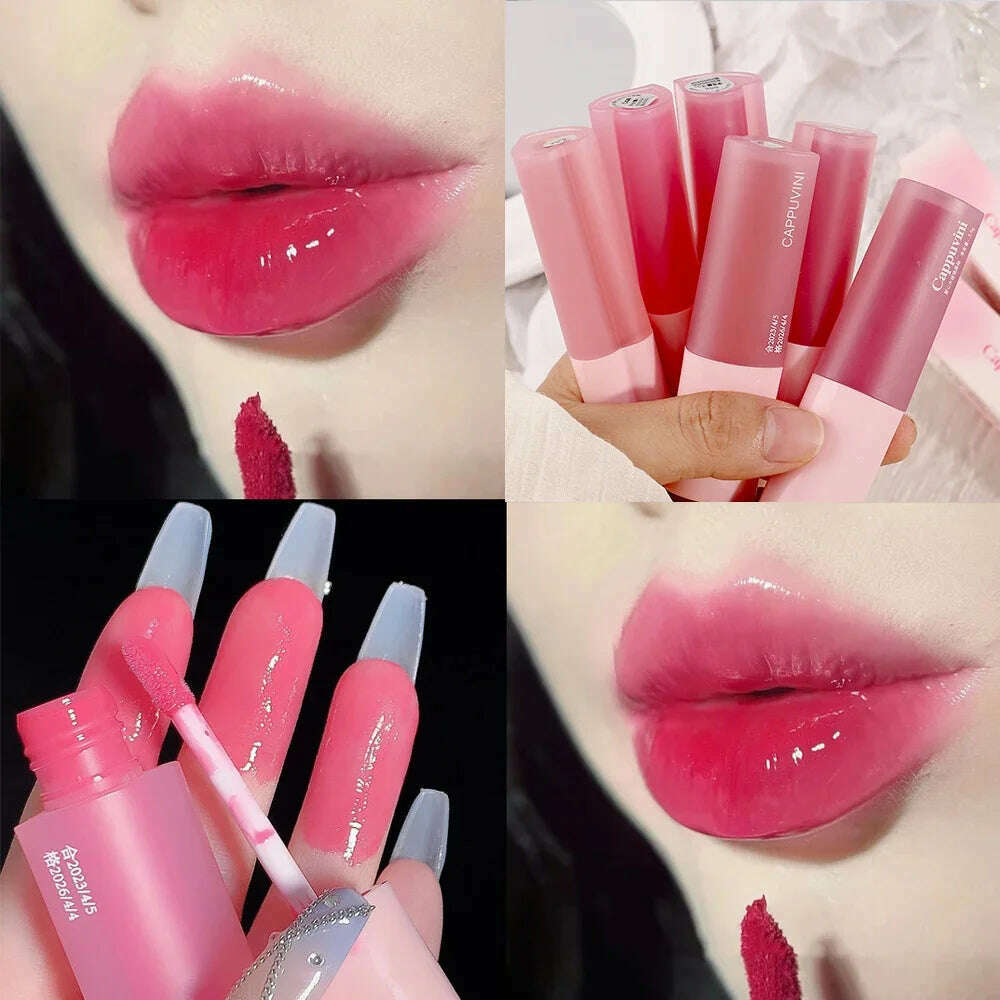 KIMLUD, Mirror Water Lip Glaze Pink Love Heart Moisturizing Sexy Red Lip Tint Liquid Lipstick Makeup Longlasting Non-stick Cup Lip Gloss, A04, KIMLUD Womens Clothes
