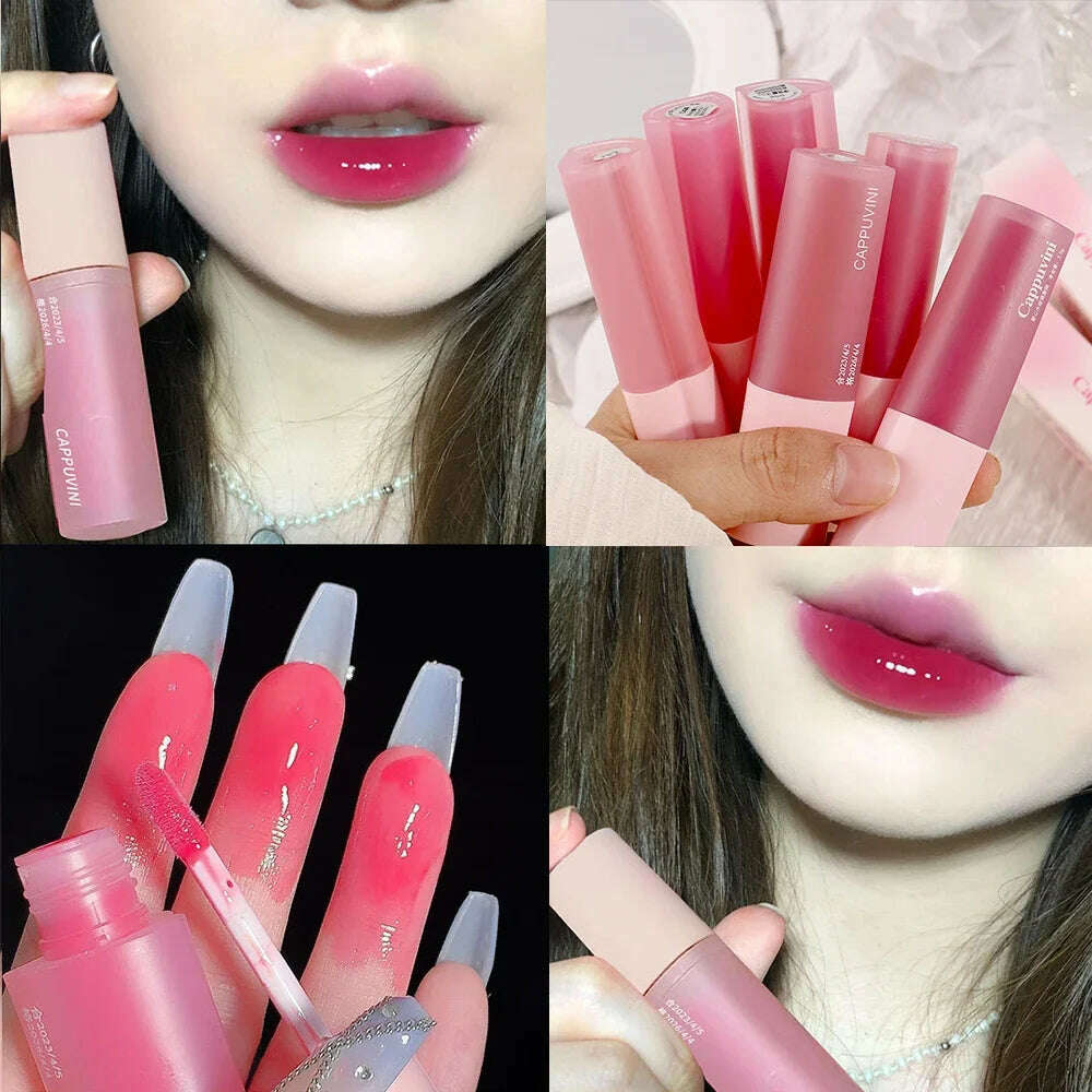 KIMLUD, Mirror Water Lip Glaze Pink Love Heart Moisturizing Sexy Red Lip Tint Liquid Lipstick Makeup Longlasting Non-stick Cup Lip Gloss, A05, KIMLUD Womens Clothes