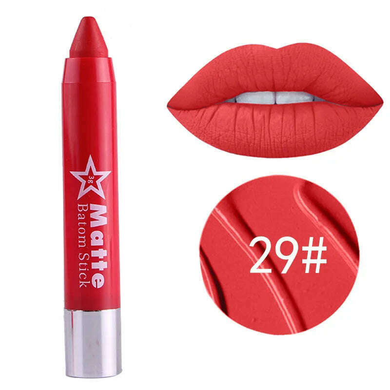 KIMLUD, Miss Rose aumatic matte lipstick vintage rose red lipstick pencil waterproof long lasting 8 colors nude lip contour pen MS061, 29, KIMLUD Womens Clothes
