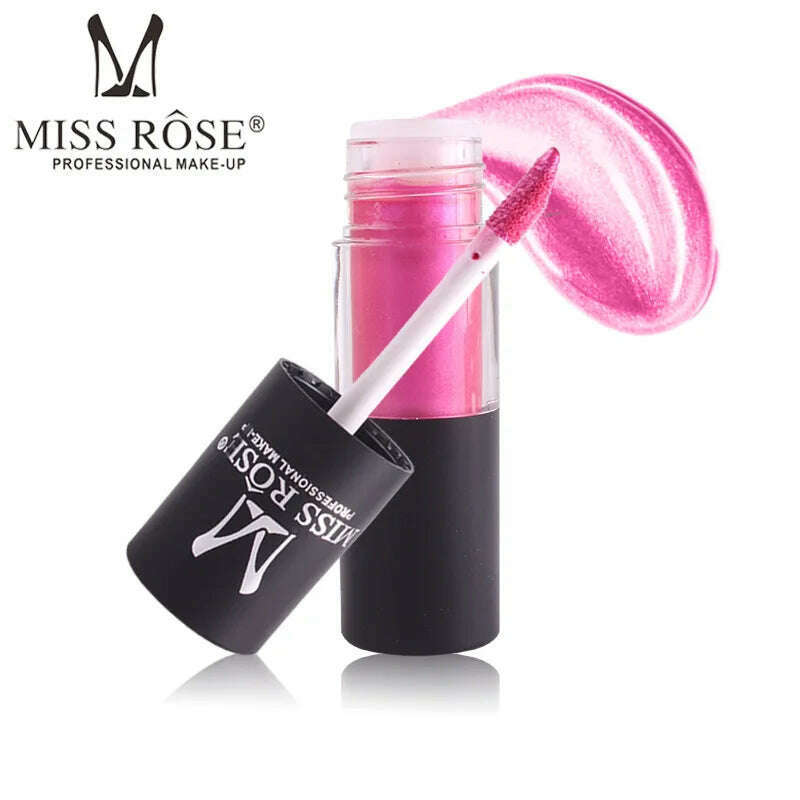 KIMLUD, Miss Rose brand makeup metallic lip gloss 12 colors shiny shimmer lip tint waterproof long lasting brown liquid lipstick MS106, KIMLUD Womens Clothes