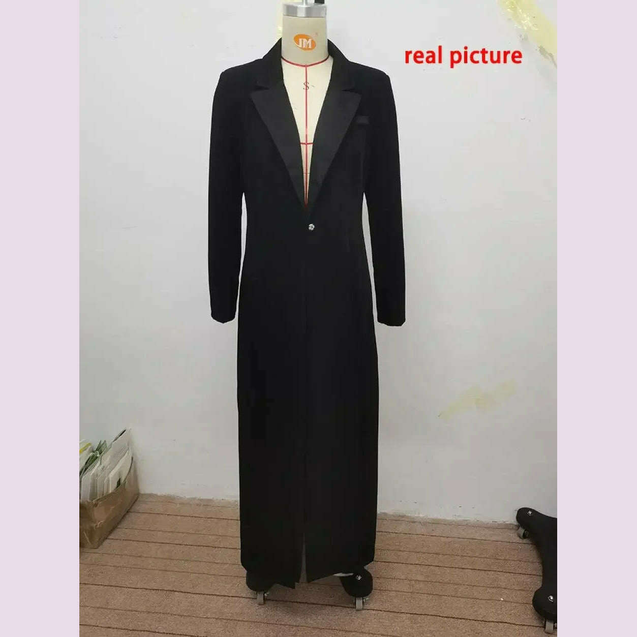 Missuoo Notched Collar Long Sleeves Slim Fit Long Coat for Urban Women Autumn Fashion Black Split-side Blazer Outerwears - KIMLUD