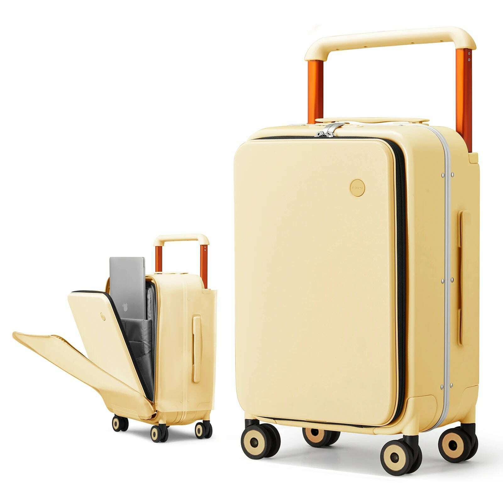 KIMLUD, Mixi 2024 New Design Wide Handle Suitcase Men Carry-On Luggage Women Travel Trolley Case 20 Inch Cabin PC Aluminum Frame M9275, Lark Yellow 20 inch, KIMLUD APPAREL - Womens Clothes