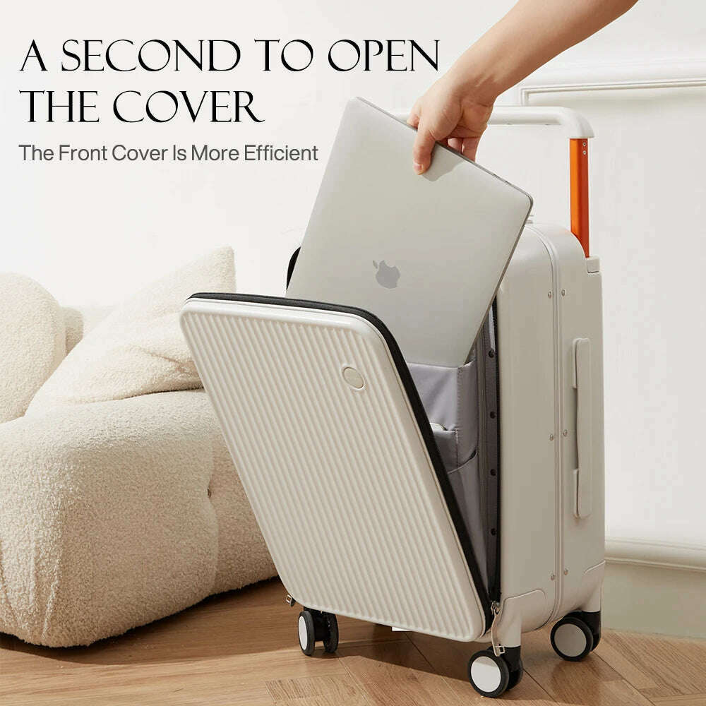 KIMLUD, Mixi Front Laptop Pocket Suitcase Wide Handle Travel Suitcase Men 20''Carry-On Luggage Women PC Aluminum Frame Trolley Case 24'', KIMLUD Womens Clothes