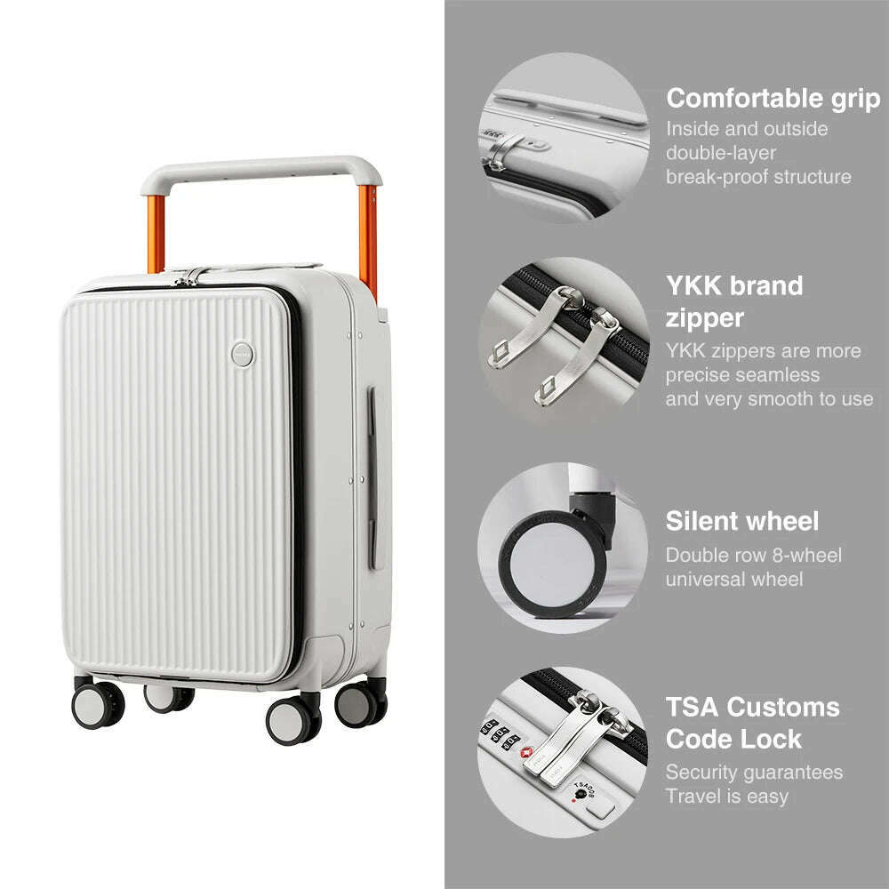 KIMLUD, Mixi Front Laptop Pocket Suitcase Wide Handle Travel Suitcase Men 20''Carry-On Luggage Women PC Aluminum Frame Trolley Case 24'', KIMLUD Womens Clothes