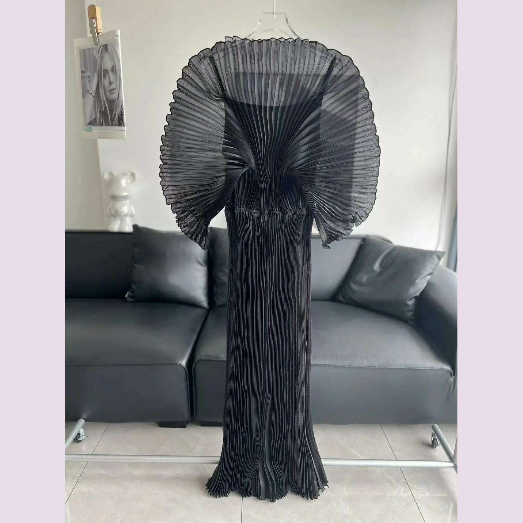 KIMLUD, Miyake Folds 2024 Autumn New Plus-size Dress Hand-made Dolds Elegant Chested Evening Dress, black / One Size / CHINA, KIMLUD APPAREL - Womens Clothes