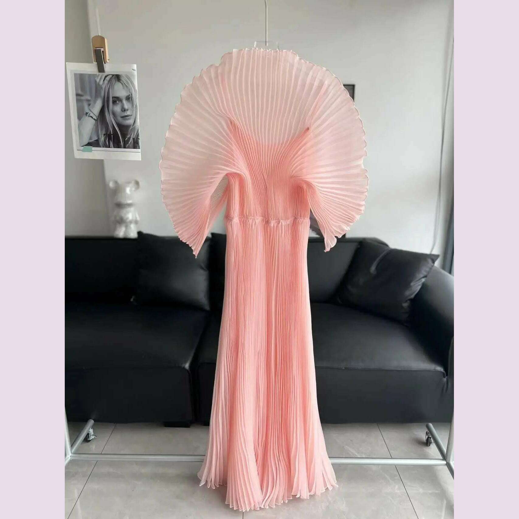 KIMLUD, Miyake Folds 2024 Autumn New Plus-size Dress Hand-made Dolds Elegant Chested Evening Dress, Pink / One Size / CHINA, KIMLUD APPAREL - Womens Clothes