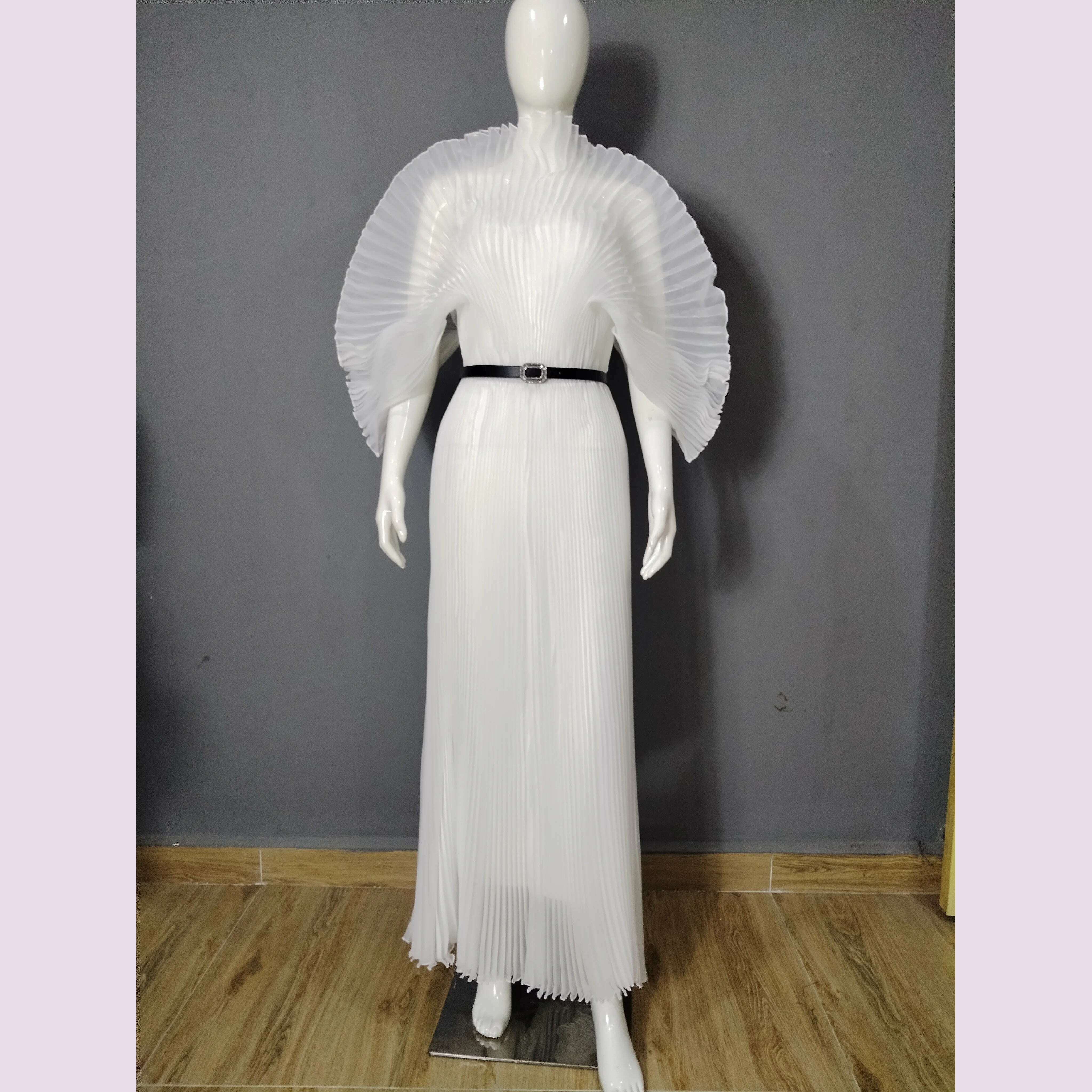 KIMLUD, Miyake Folds 2024 Autumn New Plus-size Dress Hand-made Dolds Elegant Chested Evening Dress, WHITE / One Size / CHINA, KIMLUD APPAREL - Womens Clothes