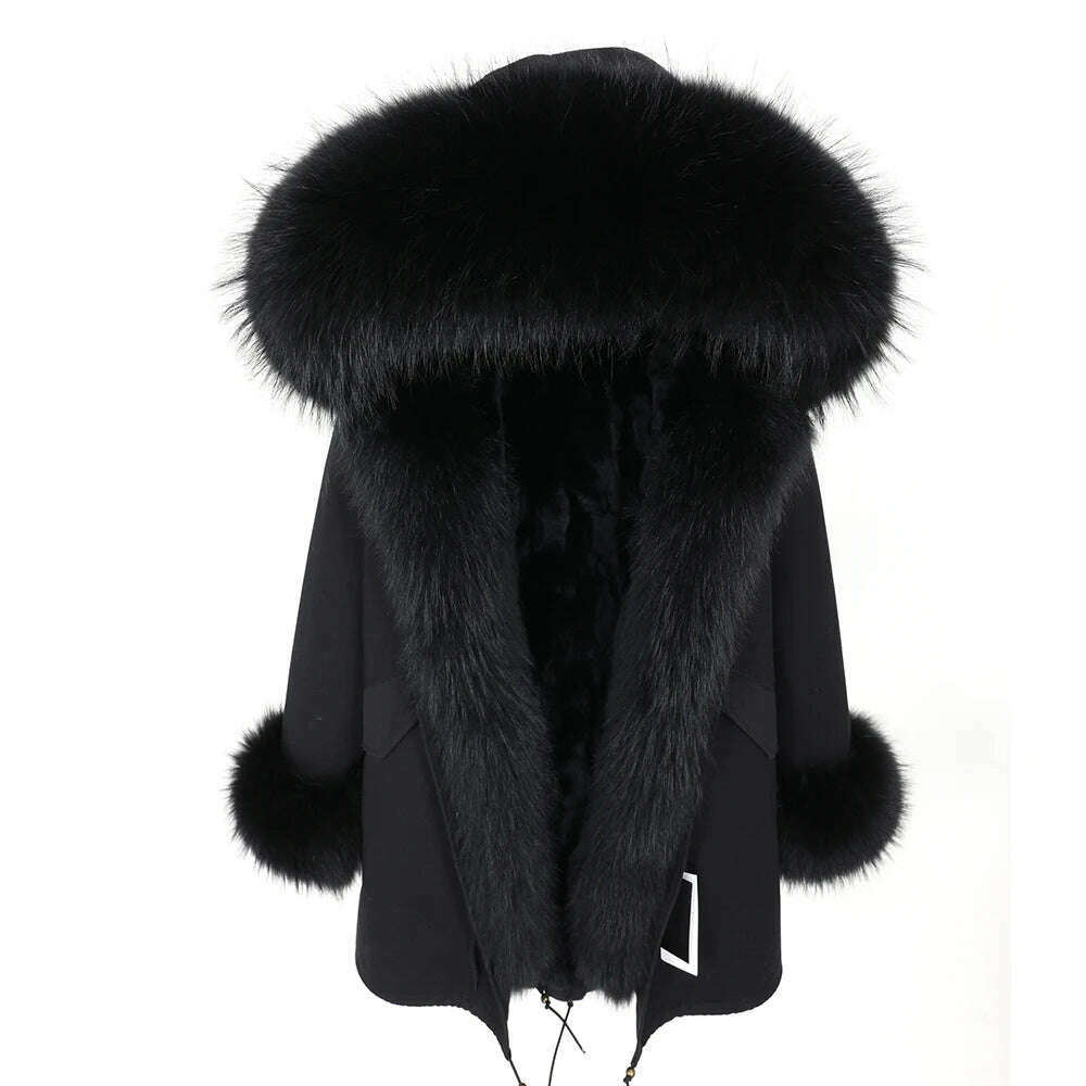 KIMLUD, MMK fashion women's parka coat rabbit fur lining big raccoon fur collar winter coat jacket long hooded army green season warm ja, 4 / S, KIMLUD Womens Clothes