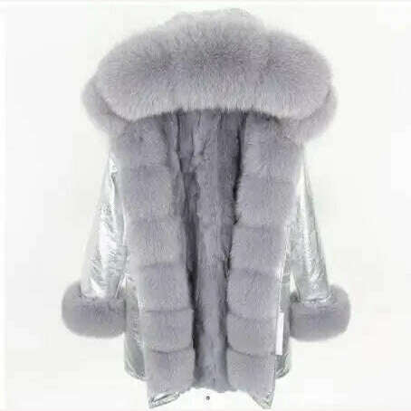 KIMLUD, MMK fashion women's parka coat rabbit fur lining big raccoon fur collar winter coat jacket long hooded army green season warm ja, 37 / S, KIMLUD Womens Clothes