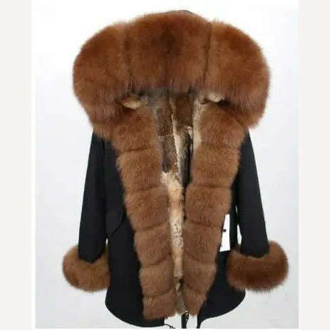 KIMLUD, MMK fashion women's parka coat rabbit fur lining big raccoon fur collar winter coat jacket long hooded army green season warm ja, 39 / S, KIMLUD Womens Clothes