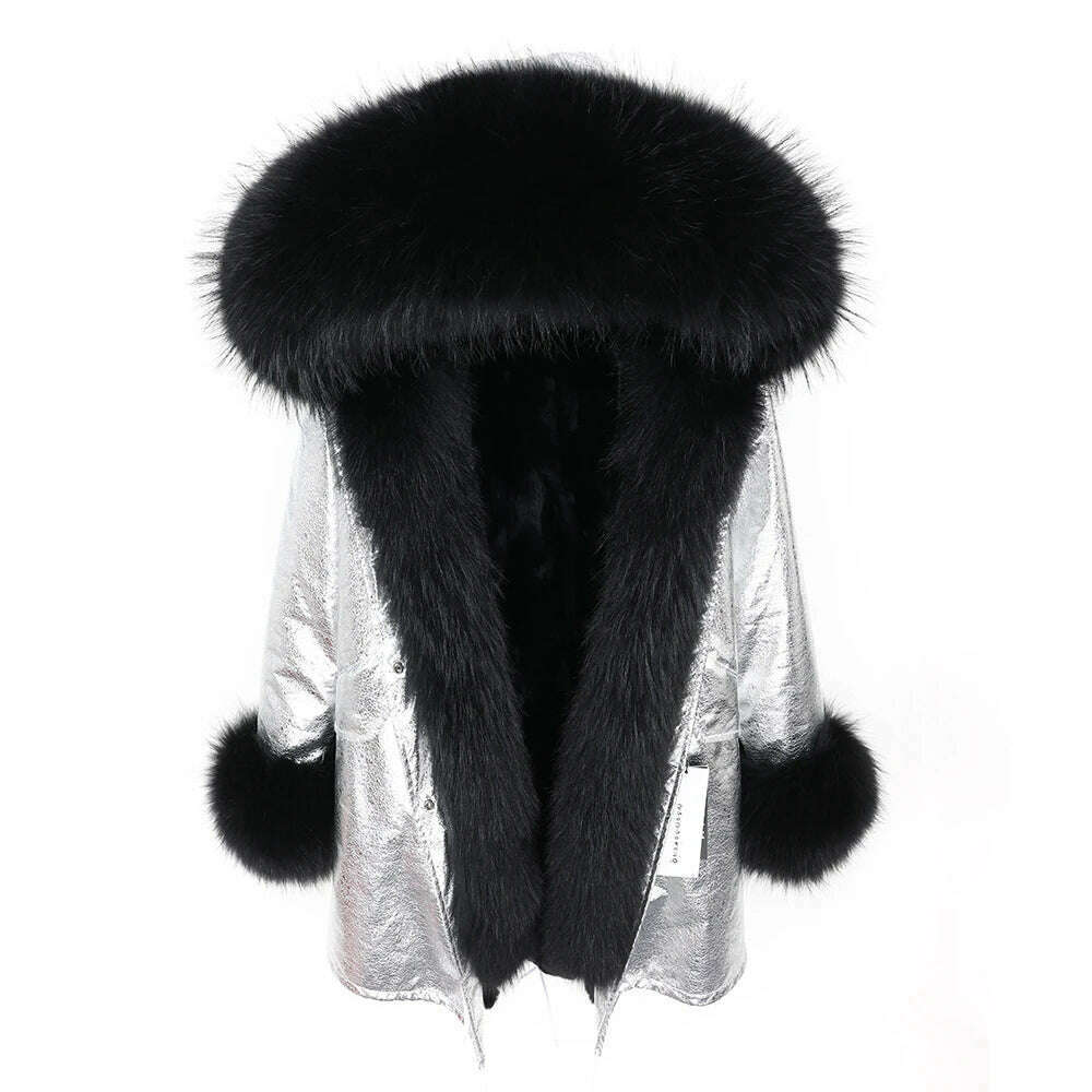 KIMLUD, MMK fashion women's parka coat rabbit fur lining big raccoon fur collar winter coat jacket long hooded army green season warm ja, 8 / S, KIMLUD Womens Clothes