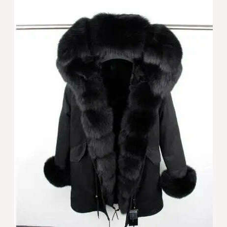 KIMLUD, MMK fashion women's parka coat rabbit fur lining big raccoon fur collar winter coat jacket long hooded army green season warm ja, 38 / S, KIMLUD Womens Clothes