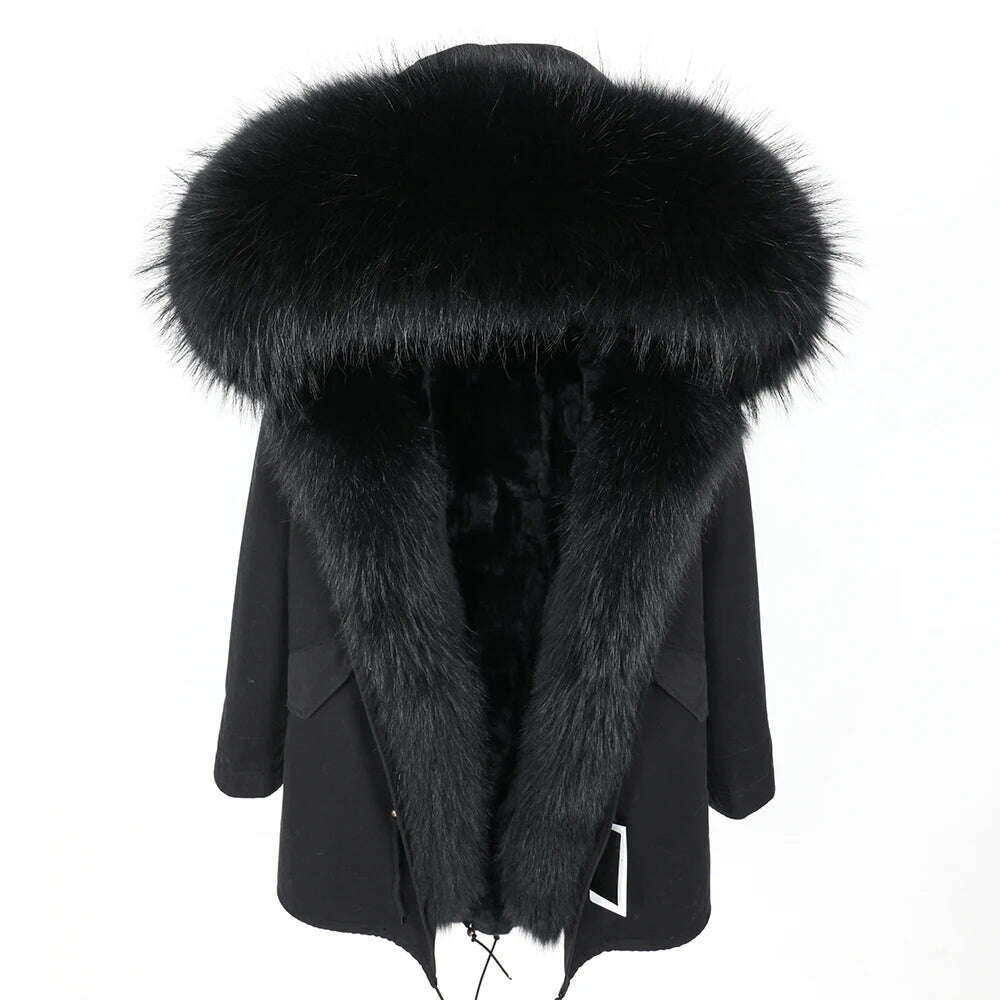 KIMLUD, MMK fashion women's parka coat rabbit fur lining big raccoon fur collar winter coat jacket long hooded army green season warm ja, 11 / S, KIMLUD Womens Clothes