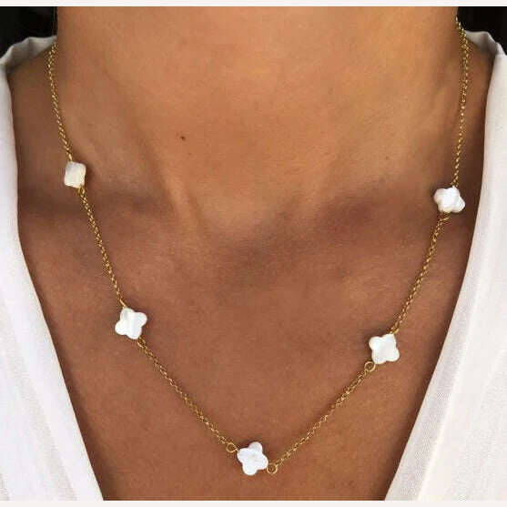 KIMLUD, Moda shell flower pendant necklace heart pearl evil eye charm Women Girls Party Jewelry Collier buddha Neck Accessory Vintage, necklace 9, KIMLUD APPAREL - Womens Clothes
