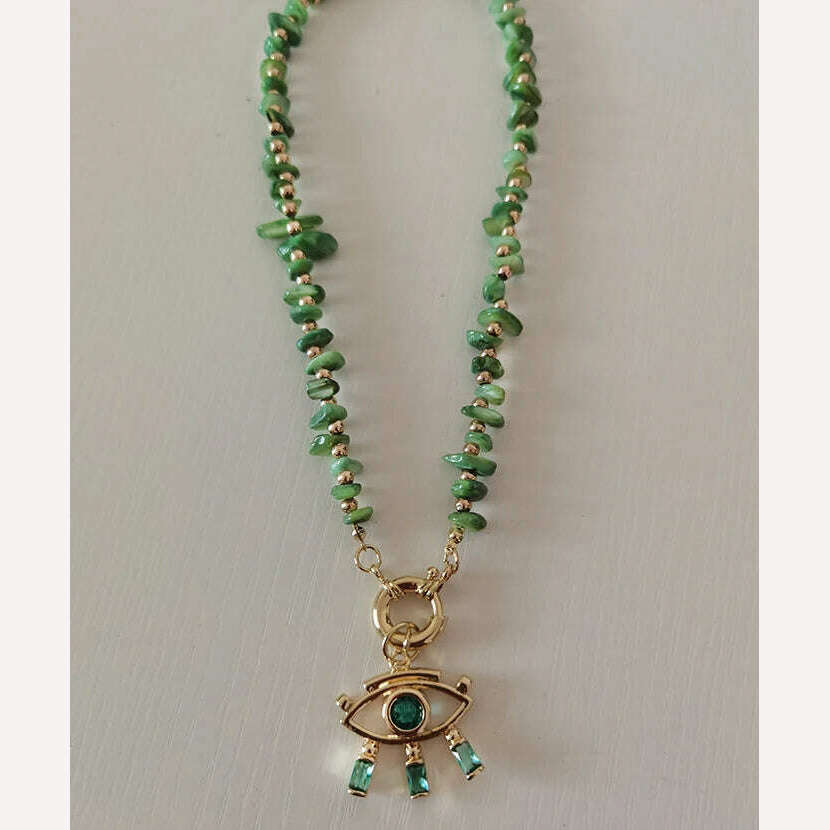 KIMLUD, Moda shell flower pendant necklace heart pearl evil eye charm Women Girls Party Jewelry Collier buddha Neck Accessory Vintage, necklace 20, KIMLUD APPAREL - Womens Clothes