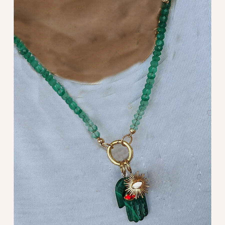 KIMLUD, Moda shell flower pendant necklace heart pearl evil eye charm Women Girls Party Jewelry Collier buddha Neck Accessory Vintage, necklace 23, KIMLUD APPAREL - Womens Clothes