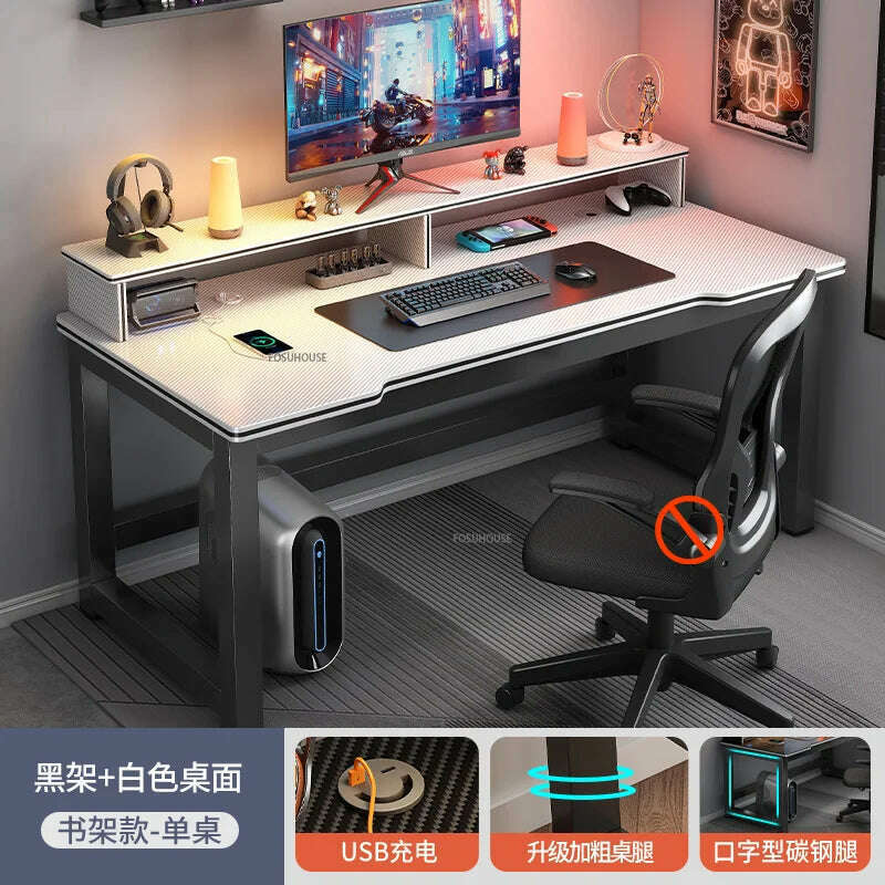 KIMLUD, modern Desktop Computer Desks Household Office Table Gaming Pc Bedroom Student Study Table Writing Desk Table Office Furniture Z, B-white B-100cm, KIMLUD Womens Clothes