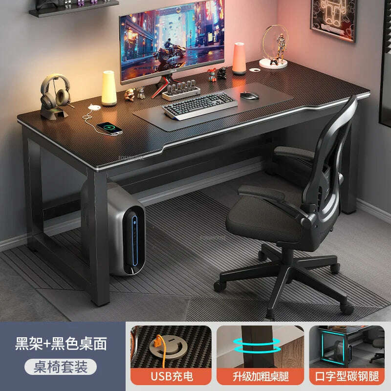 KIMLUD, modern Desktop Computer Desks Household Office Table Gaming Pc Bedroom Student Study Table Writing Desk Table Office Furniture Z, A-black A-80cm-chair, KIMLUD Womens Clothes