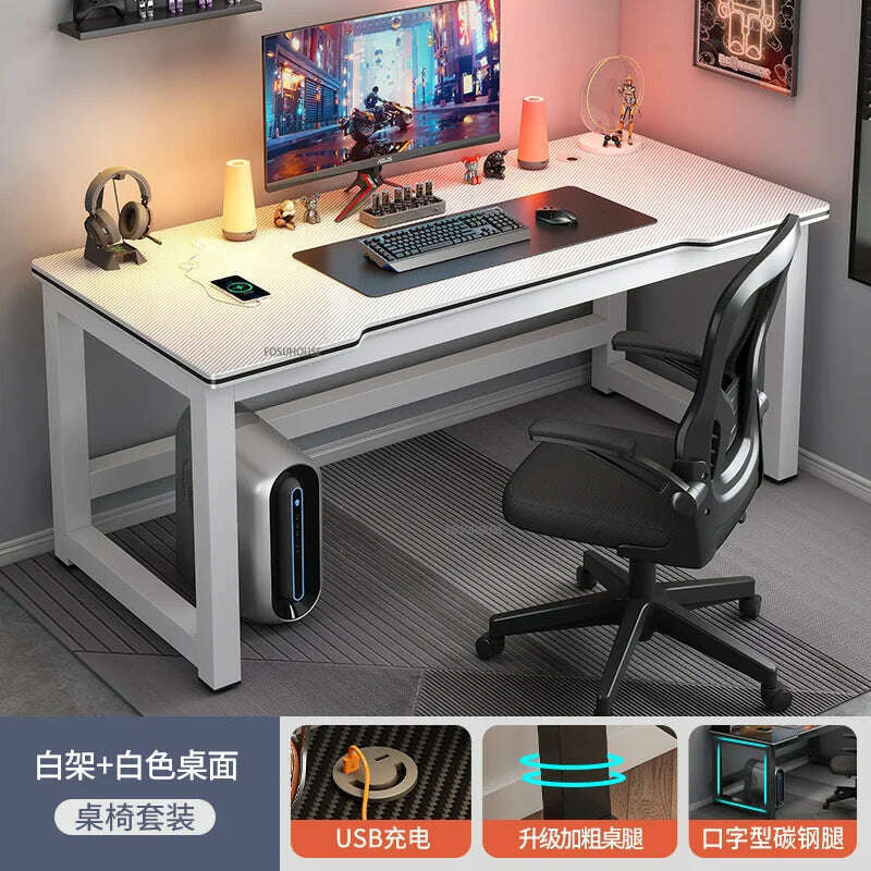 KIMLUD, modern Desktop Computer Desks Household Office Table Gaming Pc Bedroom Student Study Table Writing Desk Table Office Furniture Z, A-white A-100-chair, KIMLUD Women's Clothes