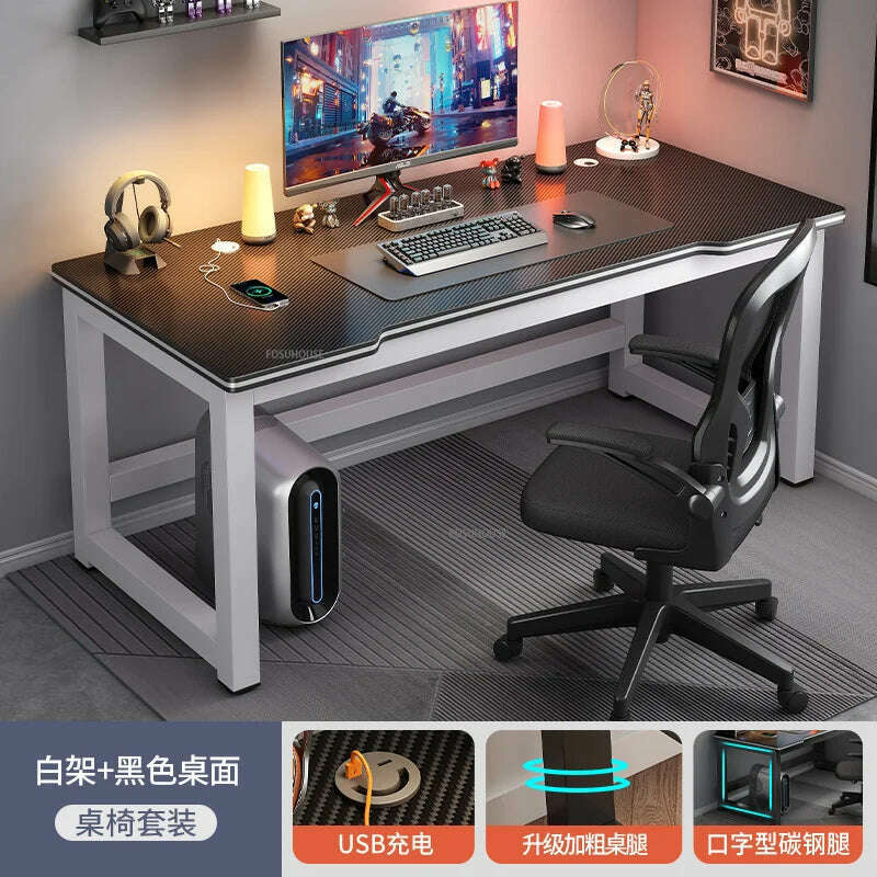 KIMLUD, modern Desktop Computer Desks Household Office Table Gaming Pc Bedroom Student Study Table Writing Desk Table Office Furniture Z, A-black B-120-chair, KIMLUD Womens Clothes