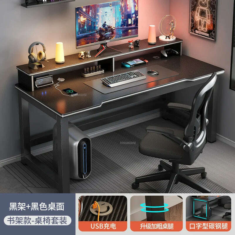 KIMLUD, modern Desktop Computer Desks Household Office Table Gaming Pc Bedroom Student Study Table Writing Desk Table Office Furniture Z, B-black A-80cm-chair, KIMLUD Womens Clothes