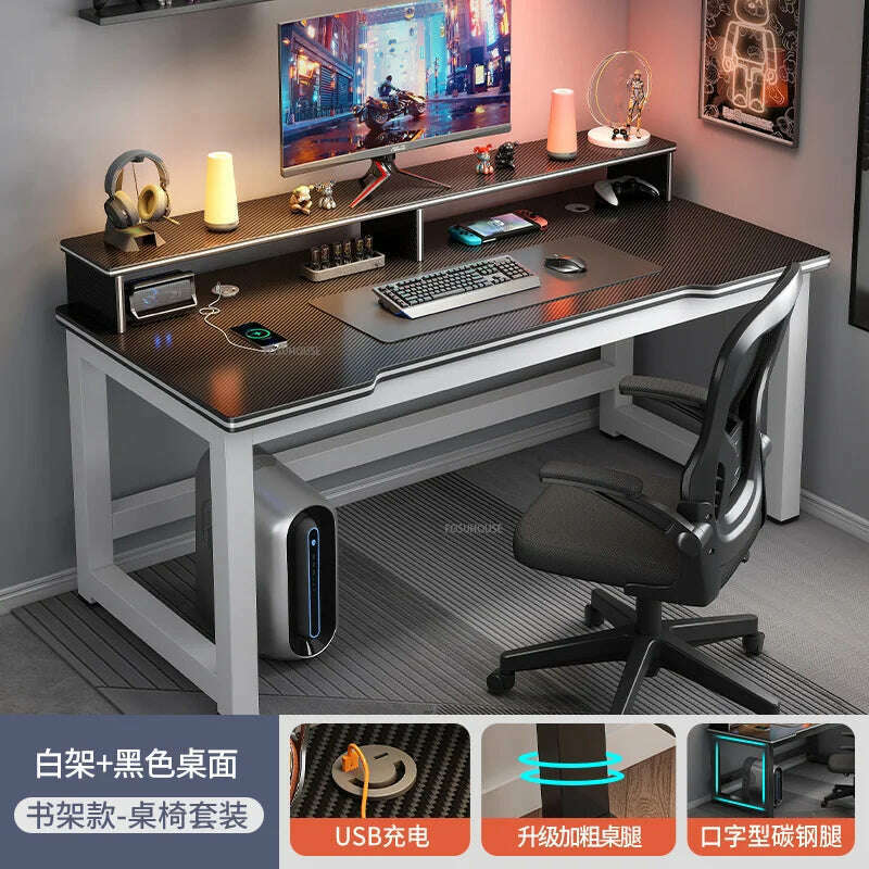 KIMLUD, modern Desktop Computer Desks Household Office Table Gaming Pc Bedroom Student Study Table Writing Desk Table Office Furniture Z, B-black B-140-chair, KIMLUD Women's Clothes